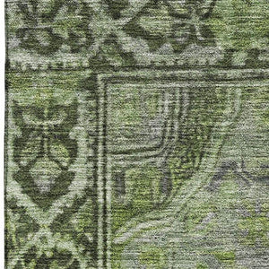 HomeRoots 8' X 10' Olive Green & Gray Oriental Area Rug – Durable, Washable, UV-Protected for Busy Homes 700545