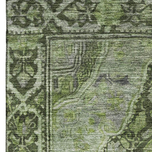HomeRoots 8' X 10' Olive Green & Gray Oriental Area Rug – Durable, Washable, UV-Protected for Busy Homes 700545