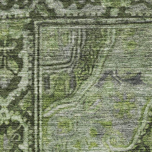 HomeRoots 9' X 12' Olive Green & Gray Oriental Area Rug - Durable, Washable, UV Protected for Stylish Spaces 700546