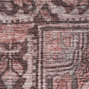 HomeRoots 5' X 8' Rust and Gray Oriental Washable Area Rug - Stain Resistant, UV Protected, Non-Slip Design! 700549