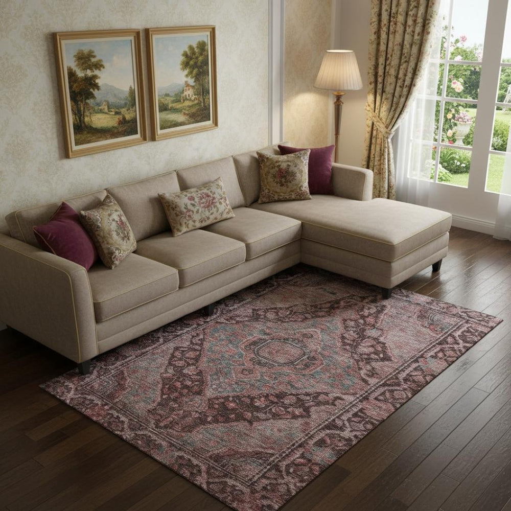 HomeRoots 9' X 12' Elegant Rust and Gray Oriental Area Rug - Washable, UV Protected, Durable & Stylish Design 700552