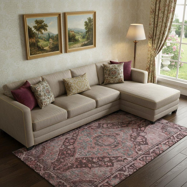 HomeRoots 10' X 14' Stylish Rust and Gray Oriental Washable Area Rug with UV Protection for Busy Homes 700553
