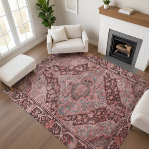 HomeRoots 10' X 14' Stylish Rust and Gray Oriental Washable Area Rug with UV Protection for Busy Homes 700553