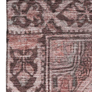 HomeRoots 10' X 14' Stylish Rust and Gray Oriental Washable Area Rug with UV Protection for Busy Homes 700553