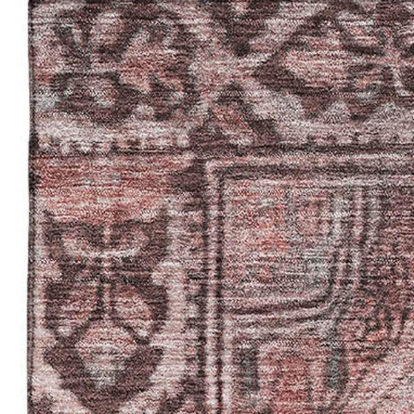 HomeRoots 10' X 14' Stylish Rust and Gray Oriental Washable Area Rug with UV Protection for Busy Homes 700553