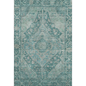 HomeRoots 5' X 8' Teal and Gray Oriental Area Rug - Washable, UV-Protected, Durable, and Elegant for Any Space 700555