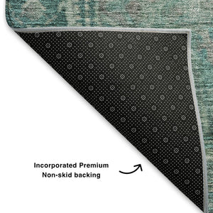 HomeRoots 5' X 8' Teal and Gray Oriental Area Rug - Washable, UV-Protected, Durable, and Elegant for Any Space 700555