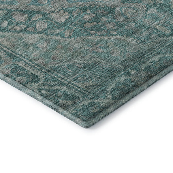 HomeRoots 5' X 8' Teal and Gray Oriental Area Rug - Washable, UV-Protected, Durable, and Elegant for Any Space 700555