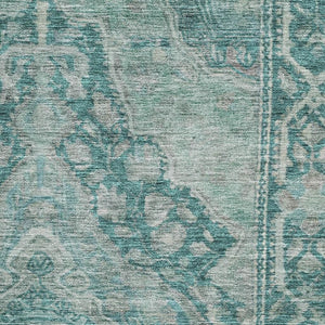 HomeRoots 5' X 8' Teal and Gray Oriental Area Rug - Washable, UV-Protected, Durable, and Elegant for Any Space 700555