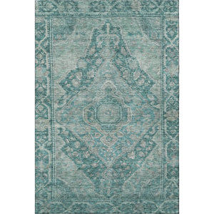 HomeRoots 5' X 8' Teal and Gray Oriental Area Rug - Washable, UV-Protected, Durable, and Elegant for Any Space 700555