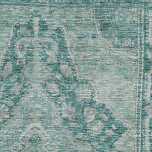 HomeRoots 8' X 10' Teal and Gray Oriental Area Rug - Durable, Stain Resistant, Non-Slip, UV Protected Design 700557