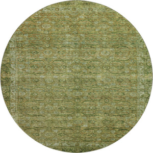 HomeRoots 8' Elegant Artichoke Green & Copper Round Oriental Rug - Washable, UV Protected & Durable Design 700562