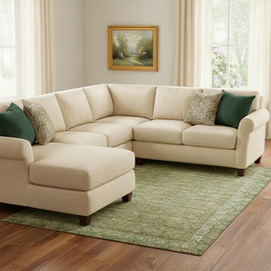 HomeRoots 8' X 10' Artichoke Green & Copper Oriental Area Rug – Washable, UV Protected, Stain Resistant Design 700563