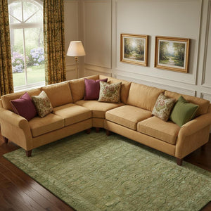 HomeRoots 9' X 12' Artichoke Green & Copper Oriental Area Rug – Durable, Washable, UV Protected for Busy Homes 700564
