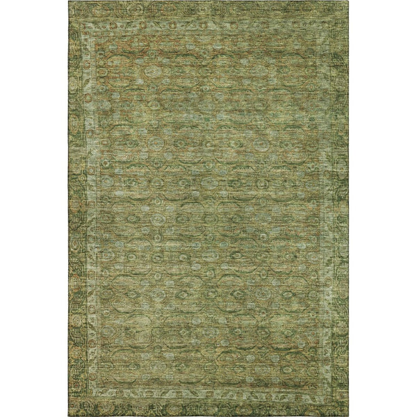 HomeRoots 9' X 12' Artichoke Green & Copper Oriental Area Rug – Durable, Washable, UV Protected for Busy Homes 700564
