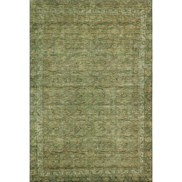 HomeRoots 9' X 12' Artichoke Green & Copper Oriental Area Rug – Durable, Washable, UV Protected for Busy Homes 700564