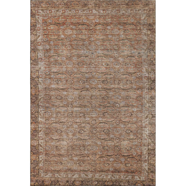 HomeRoots 8' X 10' Copper and Beige Oriental Area Rug - Durable, Washable, Stain-Resistant with UV Protection 700569