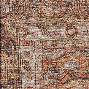 HomeRoots 8' X 10' Copper and Beige Oriental Area Rug - Durable, Washable, Stain-Resistant with UV Protection 700569