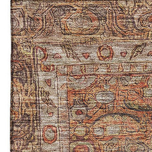 HomeRoots 8' X 10' Copper and Beige Oriental Area Rug - Durable, Washable, Stain-Resistant with UV Protection 700569
