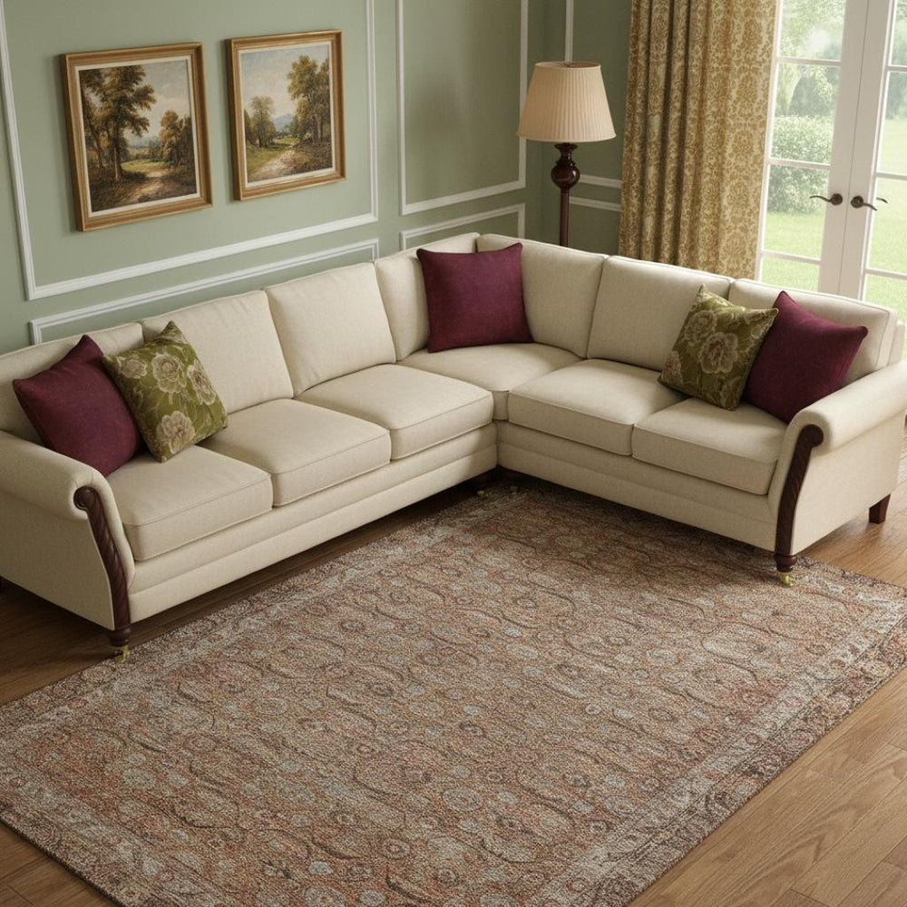 HomeRoots 10' Copper and Beige Oriental Washable Area Rug - UV Protected, Stain Resistant, Perfect for Homes! 700571