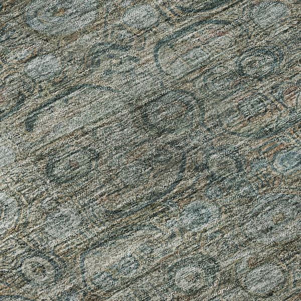 HomeRoots 8' Teal and Gray Oriental Round Rug - Stain Resistant, UV Protected, Soft and Stylish for Any Room 700574