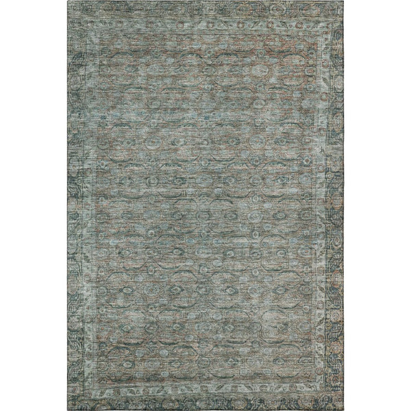 HomeRoots 10' X 14' Teal and Gray Oriental Area Rug - Soft, Durable, Stain-Resistant with UV Protection for Homes 700577