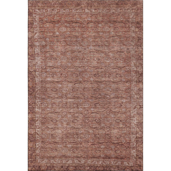 HomeRoots 9' X 12' Terra Cotta & Rust Classic Oriental Washable Area Rug - Stain Resistant & UV Protected 700582