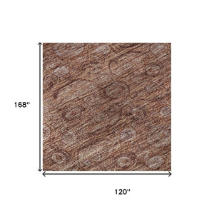 HomeRoots 10' X 14' Terra Cotta & Rust Oriental Area Rug – Washable, Stain-Resistant, UV Protected Beauty! 700583