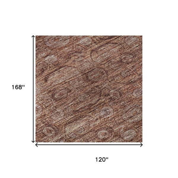 HomeRoots 10' X 14' Terra Cotta & Rust Oriental Area Rug – Washable, Stain-Resistant, UV Protected Beauty! 700583