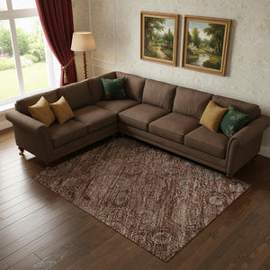 HomeRoots 10' X 14' Terra Cotta & Rust Oriental Area Rug – Washable, Stain-Resistant, UV Protected Beauty! 700583