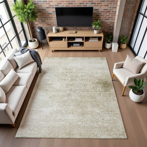 HomeRoots 5' X 8' Beige and Ivory Oriental Washable Area Rug - Stain Resistant, UV Protected & Durable Design 700585