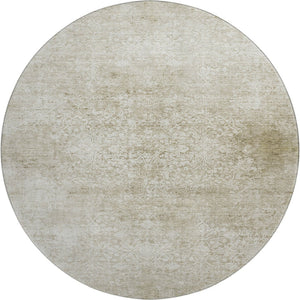 HomeRoots 8' Beige and Ivory Oriental Round Rug – Stain Resistant, UV Protected, Durable & Elegant Design 700586