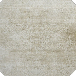 HomeRoots 8' Beige and Ivory Oriental Round Rug – Stain Resistant, UV Protected, Durable & Elegant Design 700586