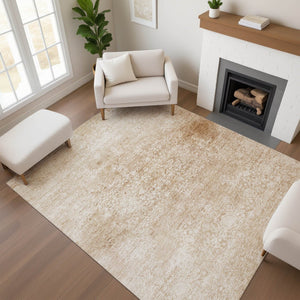 HomeRoots 5' Coral and Ivory Oriental Area Rug - Washable, UV Protected, Stain Resistant for Busy Homes 700591