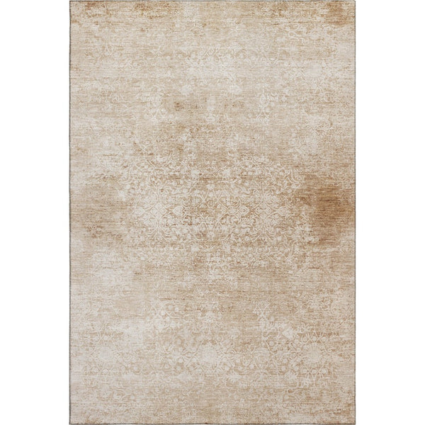 HomeRoots 5' Coral and Ivory Oriental Area Rug - Washable, UV Protected, Stain Resistant for Busy Homes 700591