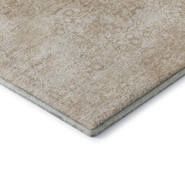 HomeRoots 5' Coral and Ivory Oriental Area Rug - Washable, UV Protected, Stain Resistant for Busy Homes 700591