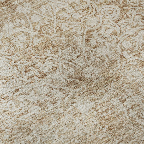 HomeRoots 5' Coral and Ivory Oriental Area Rug - Washable, UV Protected, Stain Resistant for Busy Homes 700591