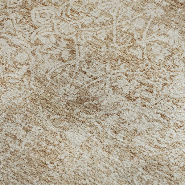 HomeRoots 5' Coral and Ivory Oriental Area Rug - Washable, UV Protected, Stain Resistant for Busy Homes 700591