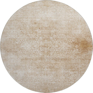 HomeRoots 8' Coral and Ivory Oriental Round Rug - Washable, Stain Resistant, UV Protected for Everyday Use 700592
