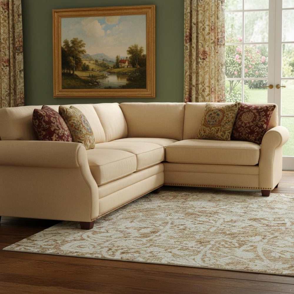 HomeRoots 8' Coral and Ivory Oriental Area Rug - Washable, UV-Protected, Stain-Resistant for High Traffic Areas 700593