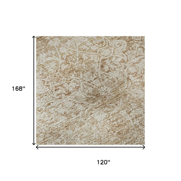 HomeRoots 10' Coral & Ivory Oriental Washable Area Rug - UV Protected, Stain Resistant, Perfect for Kids & Pets 700595