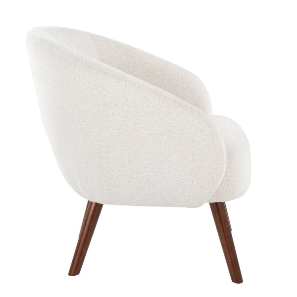 English Elm Contemporary Cream Upholstered Lounge Chair with Walnut Legs for Bedroom Reading B202P223424