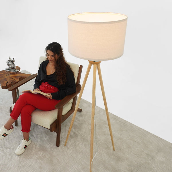 English Elm Ashcroft Furniture - Tall Wooden Strip Floor Lamp - Energy-Efficient Led Light For Modern Living Room & Office Spaces B183P315094
