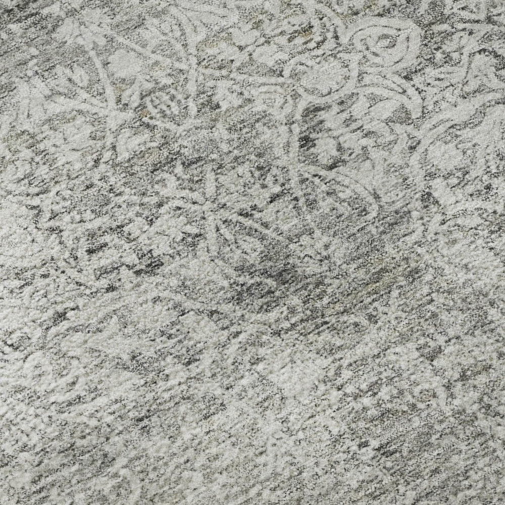 HomeRoots 9' X 12' Gray And Ivory Oriental Rug - Washable, Durable, UV Protected, Ideal for Family Spaces 700600