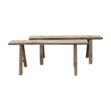 Approx. 35-43 Inches Vintage Noodle Bench Weathered Natural (Size & Finish Vary)..