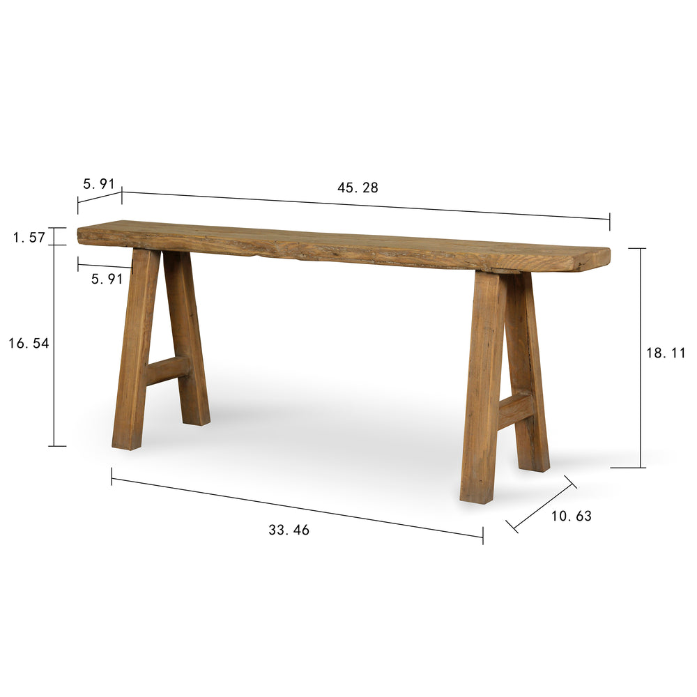 Lilys 45" Noodle Bench Weathered Natural (Upper Width 6" Lower Width 10") 7006-S