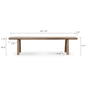 Lilys Approx.67-71 Inches Hermosa Entryway Bench Weathered Natural 7006-7