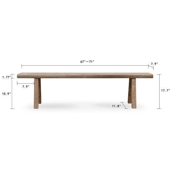 Lilys Approx.67-71 Inches Hermosa Entryway Bench Weathered Natural 7006-7
