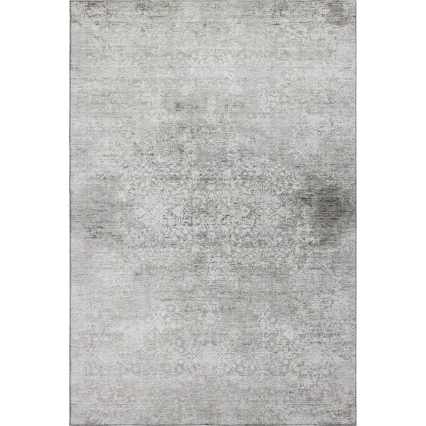 HomeRoots 10' Gray and Ivory Oriental Area Rug - Washable, UV-Protected, Durable for Families & Pets 700601