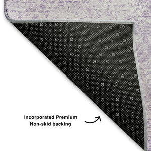 HomeRoots 8' X 10' Lilac & Ivory Oriental Washable Area Rug with UV Protection - Durable, Stylish, Easy-Care Elegance 700605